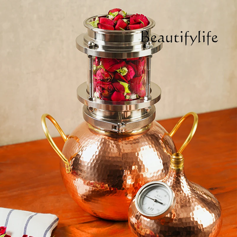 المقطر المنزلية الصغيرة هيدروسول المقطر الرجعية النحاس النقي تكرير الزهرة القديمة هيدروسول النازع