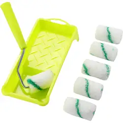 Paint Rollers Set, 2 inch Roller Handle Green with 6 Covers, Small Paint Roller, Paint Rollers for  Walls