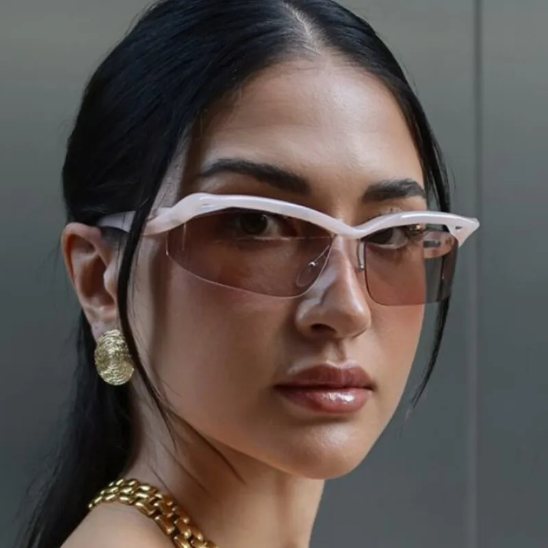 

New Fashion Rimless Sunglasses Women Luxury Brand 2024 Sun GlassesY2K Vintage Ladies Cycling Gafas UV400 802162