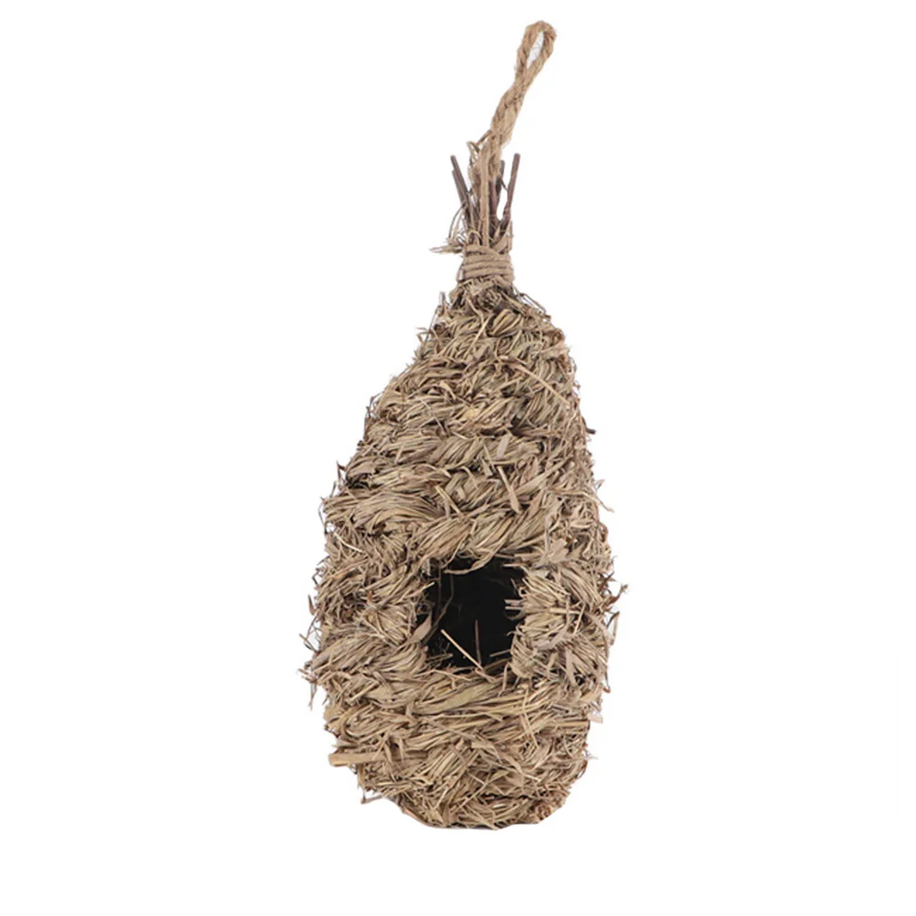 

1pc Pet Bird Nest Handwoven Straw Breeding Cage Decorative Grass Weaving Safe Shelter Sleep Play Bird Home