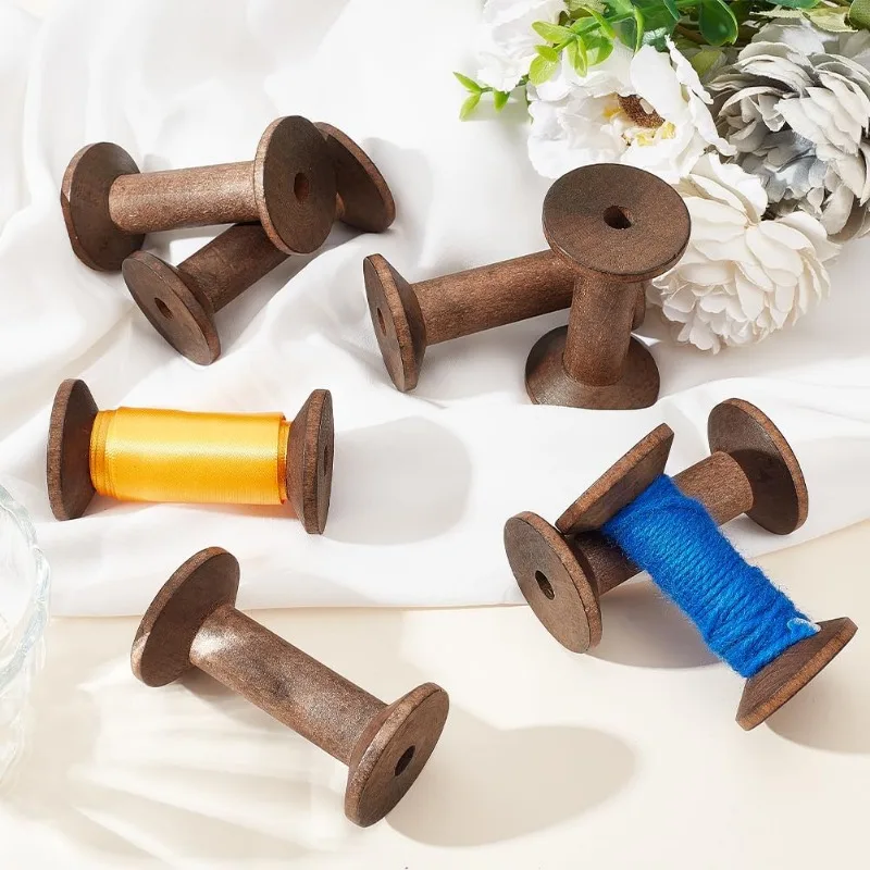 8pcs Wooden Spools 3.1 inch Sewing Bobbins Empty Embroidery Thread Spool Wire Weaving Bobbins for Embroidery Sewing