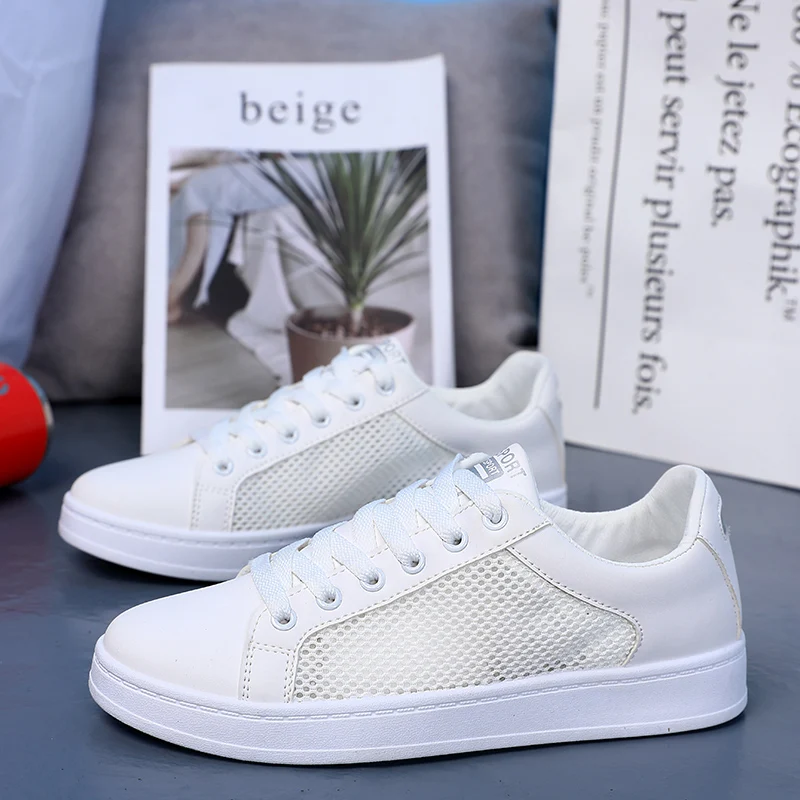 

Summer White Casual Sneakers For Men Low-cut Men's Skateboard Shoes Breathable Mesh Sneakers Man Trainers zapatillas de hombre