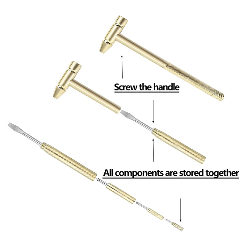 ABAE-Anti-Rust Copper Hammer And Screwdriver Hand Tool, Screwdriver Hammer Is Perfect For Opening Walnut Repair Drone Phones