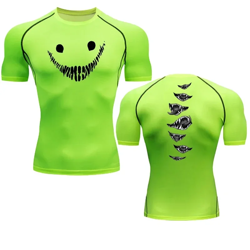قميص ضغط سريع الجفاف مطبوع للرجال ، تي شيرت للجري في الهواء الطلق ، نحيف وجيد التهوية ، كمال الأجسام والتدريب ، * *