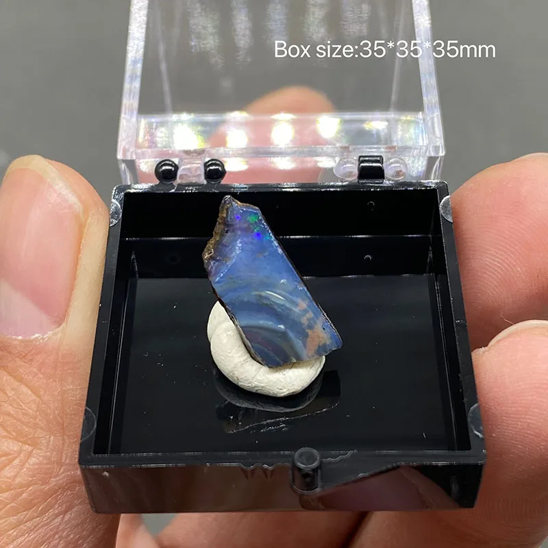 100% natural rare Australian iron opal (photographed in wet water state) gem mineral specimen quartz gemstones box size 3.5cm