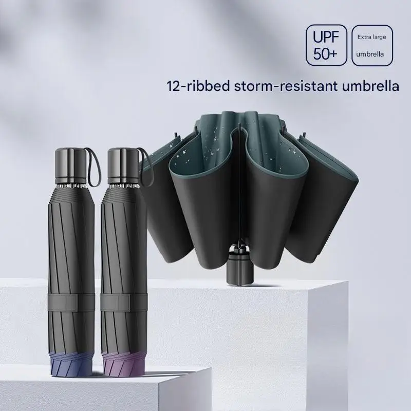 Extra Large Reverse Umbrella Storm-resistant Thickened and Reinforced Windproof and Rainproof Men's Car-mounted Umbrella