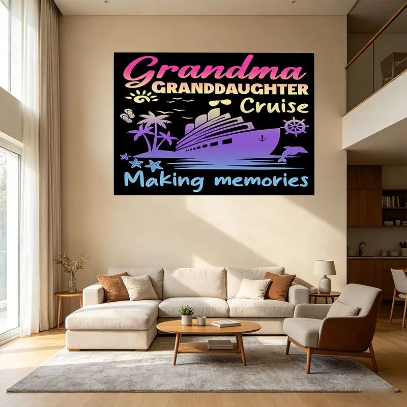 Grandma Granddaughter Cruise Making Memories Family Love Wall Art Tapestry Decor Gift for Nursery Living Room
