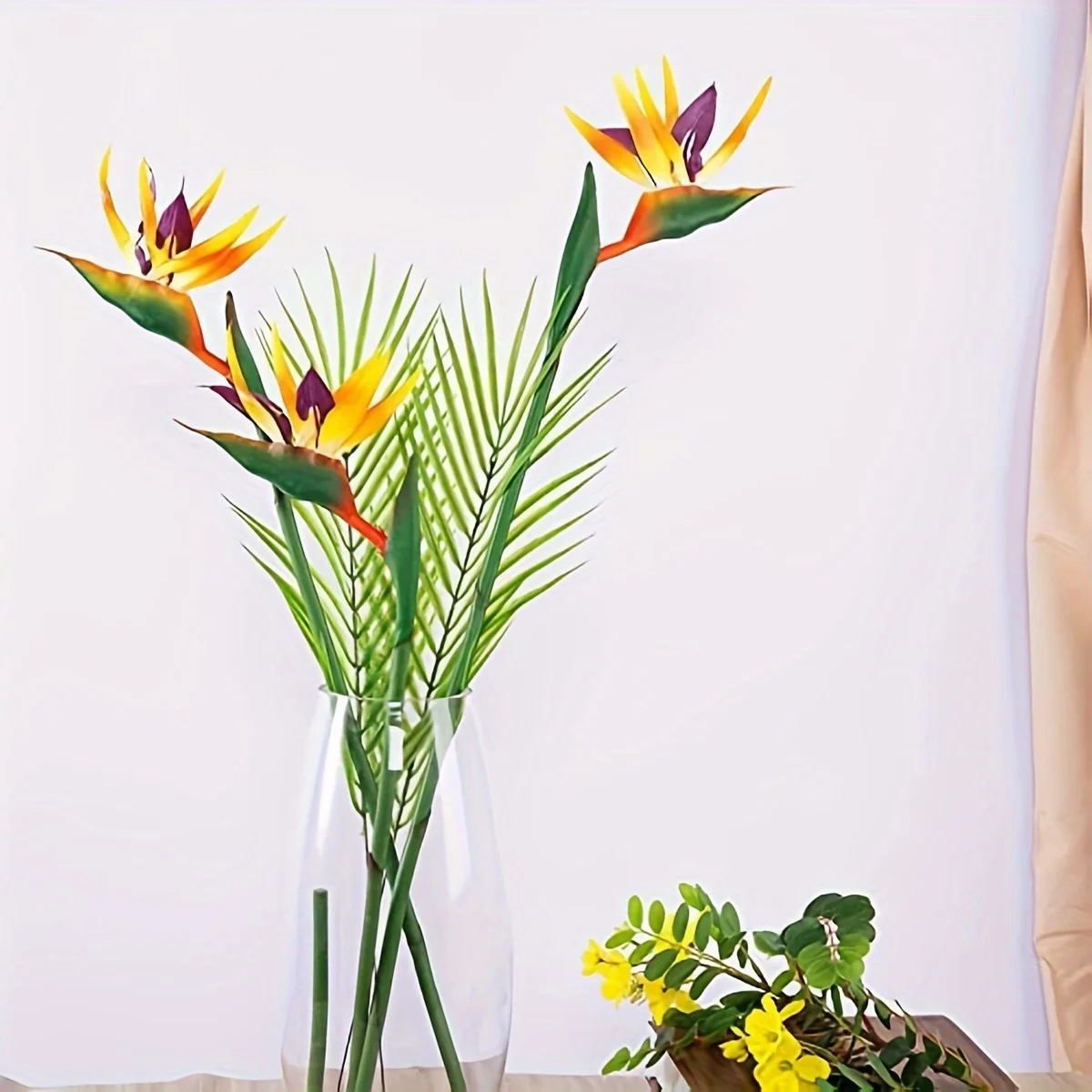 3Pcs Artificial Heaven Bird Flowers,Fake Bird of Paradise Strelitzia,Faux Silk Plants for Home Office Wedding Table  Decor