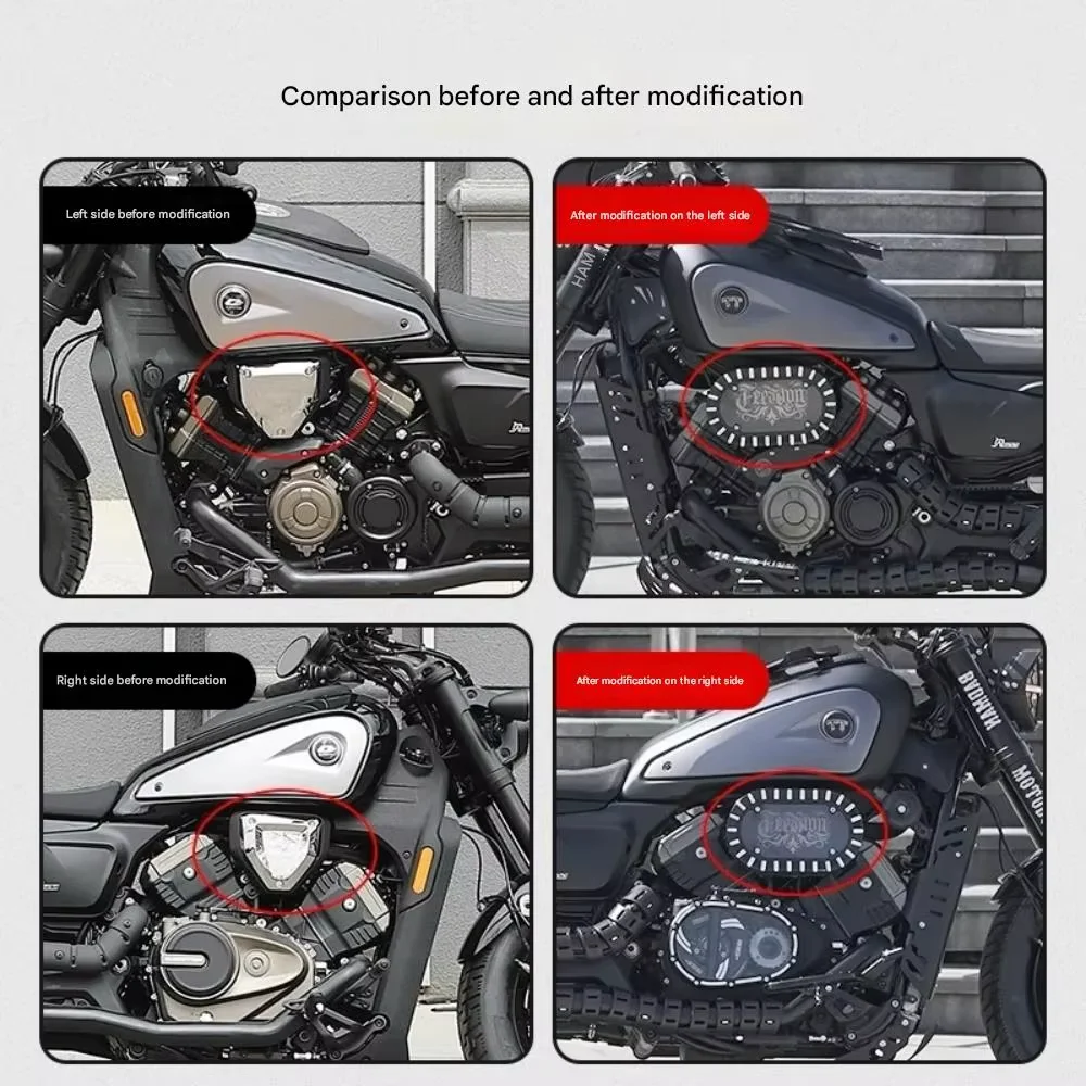 For QJMOTOR SRV600 Vintage Mechanical Style Airbox Cover Large Oval Transparent Left & Right Air Cleaner Decorative Shell