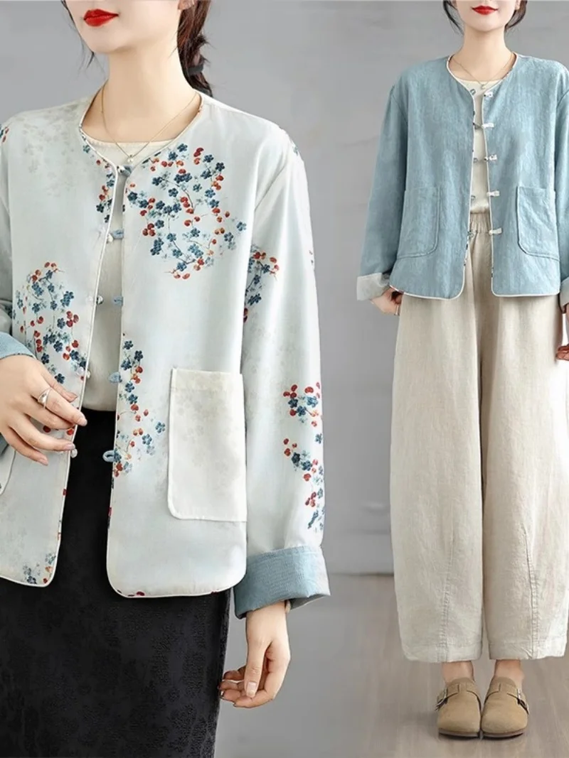 New Chinese Style Embroidered Cotton Coat Jacket Women's Autumn And Winter High-End Thickened Improved Tang Style Top w807