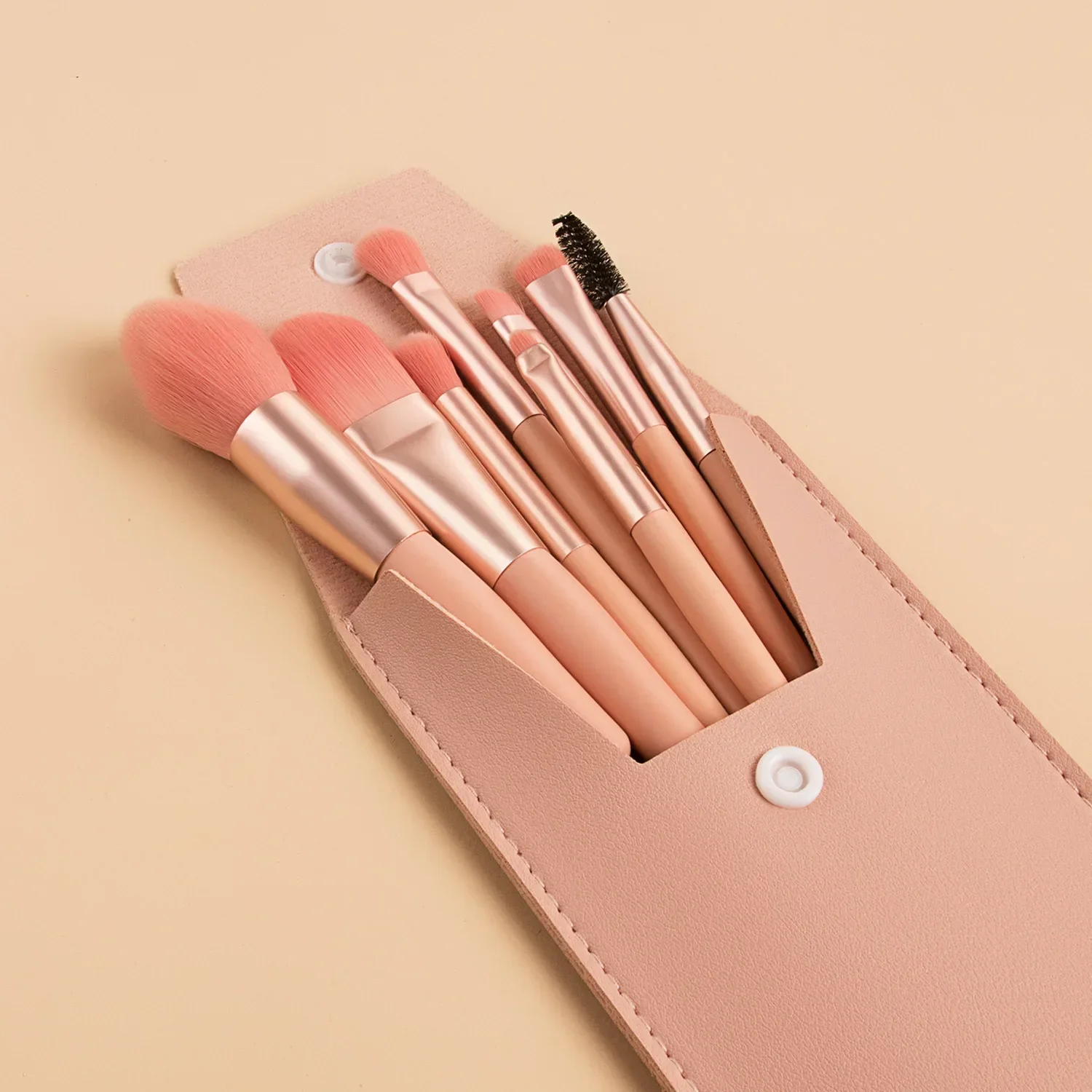 8 pçs mini viagem portátil pincéis de maquiagem macia conjunto sombra de olho fundação pó cílios lábio corretivo blush compõem conjunto de escova