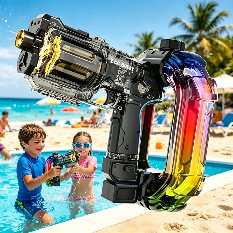 LED Lights Simulated Firing Electric Water Gun Children Large Capacity Automatic Water Blaster Summer Outdoor Game Toys for Kids