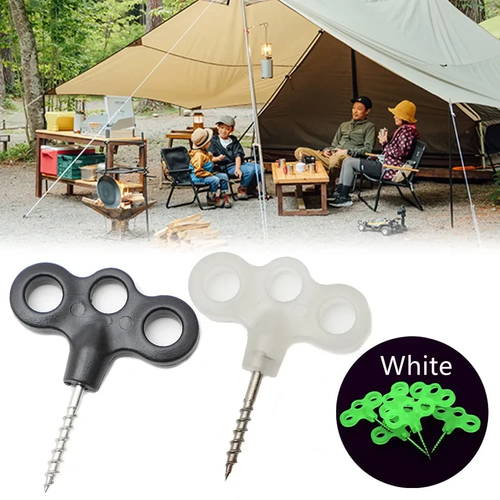 Camping Luminous Tent Screw Peg Nail Spike Hook Ground Anchors Screw Rope Tree Decking Travel Peg Camping Supplies