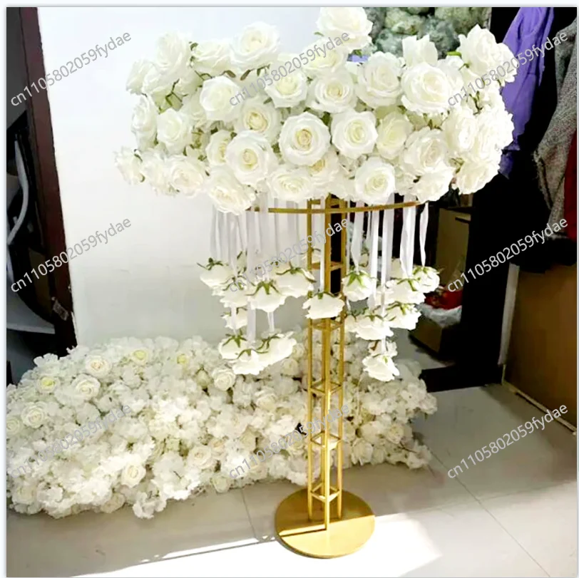 

wedding stage electroplating gold flower stand 100cm wedding centerpieces decorative ornaments road lead