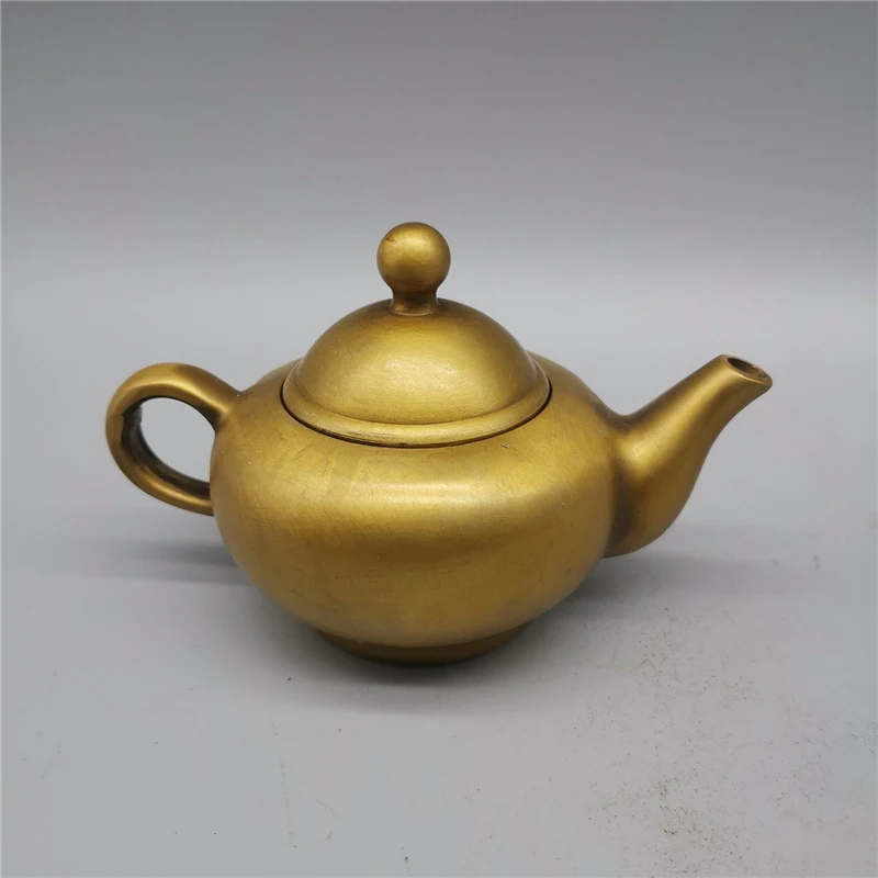 Brass polished ornament, set, kung fu tea hand-held teapot, water kettle, wine flask, office gift