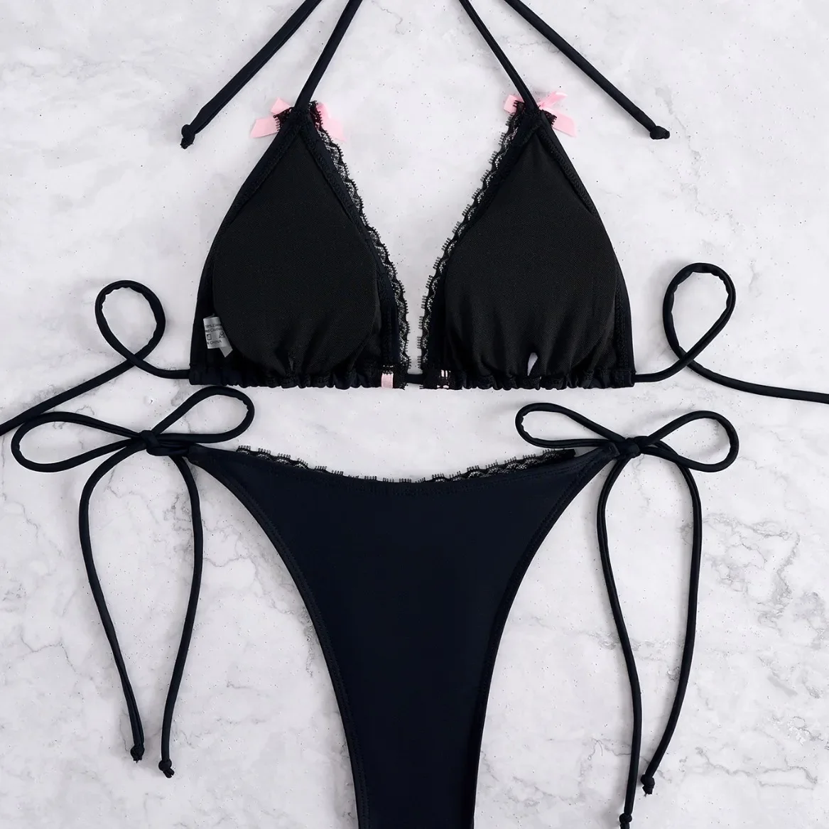 

Bathing Suit Women Ladies' Split Swimsuit Lace Edge Sexy Strap Bow Bikini Girl Sexy Swimwear m