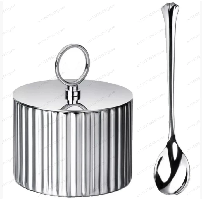 

250ml Luxury Stainless Steel Salt Jar Sugar Bowl Prumium Spice Shaker with spoon Spices Container Set Kitchen Acceesories