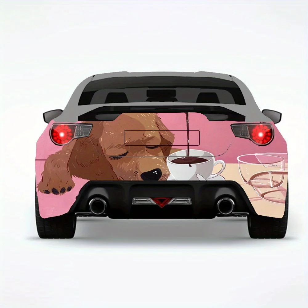 Coffee - Pouring Dog Fun Car StickerVinyl Decal for Car Rear, Waterproof Self-Adhesive Vinyl Stickers for Vehicle Tail & Bumper,