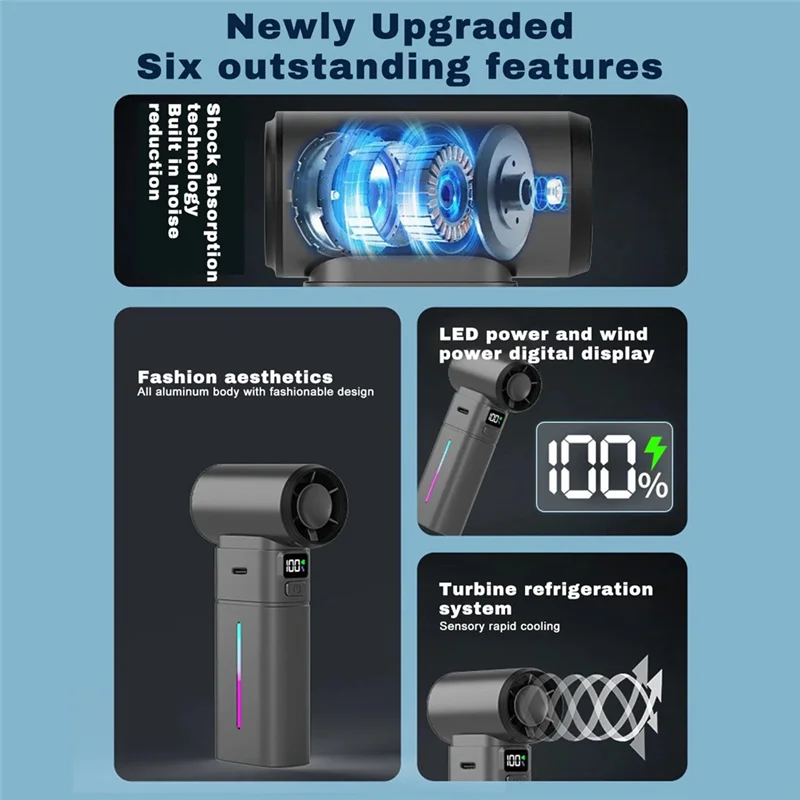 

ABLK Ручной складной мини-турбовентилятор USB перезаряжаемый регулируемый светильник жестокий воздушный поток летний мини-вентилятор