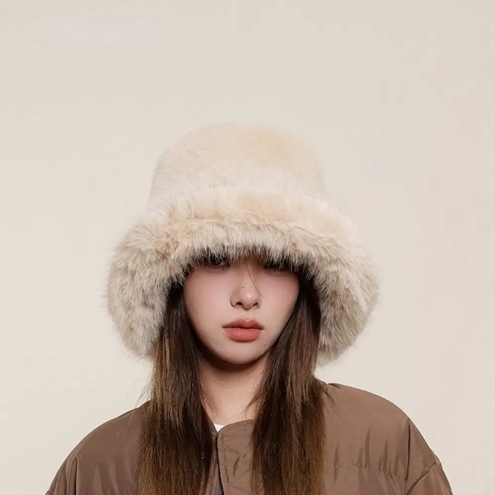أنيقة رقيق قبعة الفراء الاصطناعي قبعة تقليد الفراء الدافئة أفخم قبعة بحافة سميكة كل مباراة قبعة صغيرة الشتاء/الخريف #3