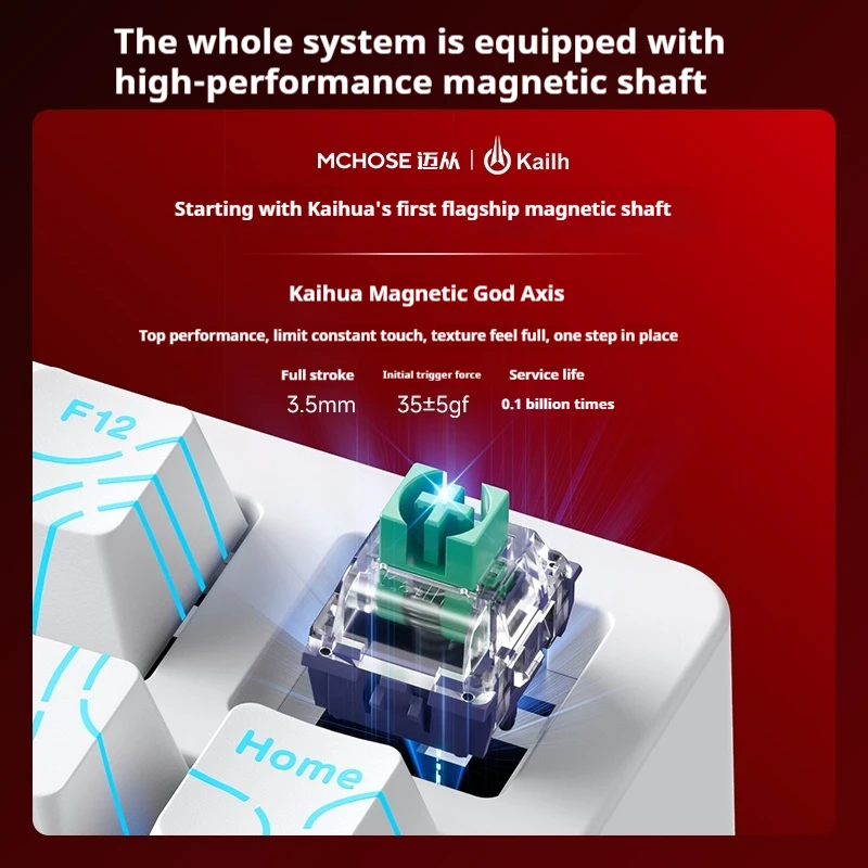 لوحة مفاتيح ميكانيكية Mchose Jet 75 ذات محور مغناطيسي، وضع واحد سلكي مخصص للعمل والتخصيص المكتبي للألعاب الإلكترونية