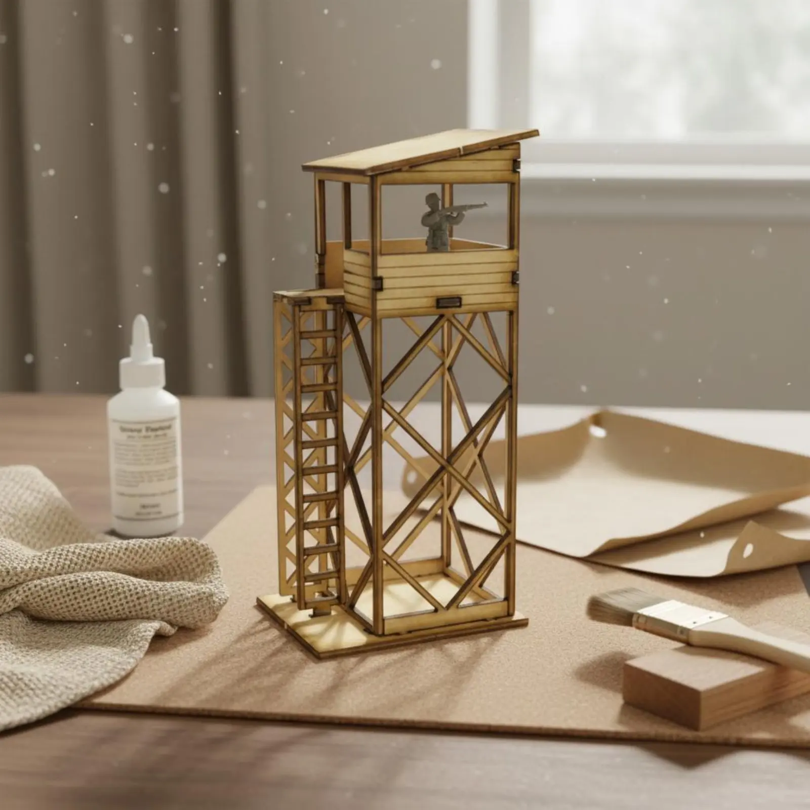 

1:72 Scale Lookout Post Model Highly Detailed DIY Lookout Outpost Wooden Guard Outpost Kit Unpainted for Customization