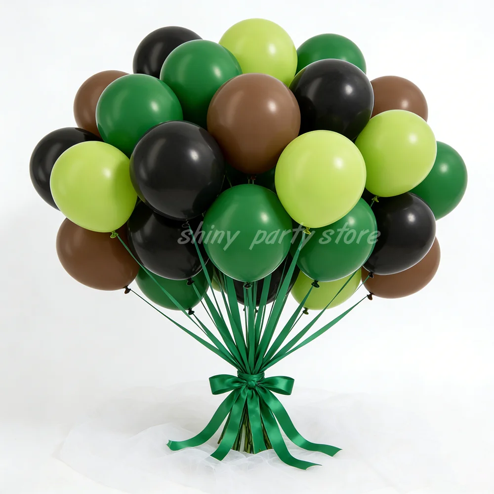 

50/100pcs 10inch Black Green Brown Balloons Blackfor Jungle Game Theme Birthday Party Decoration Back to School Helium Balloon