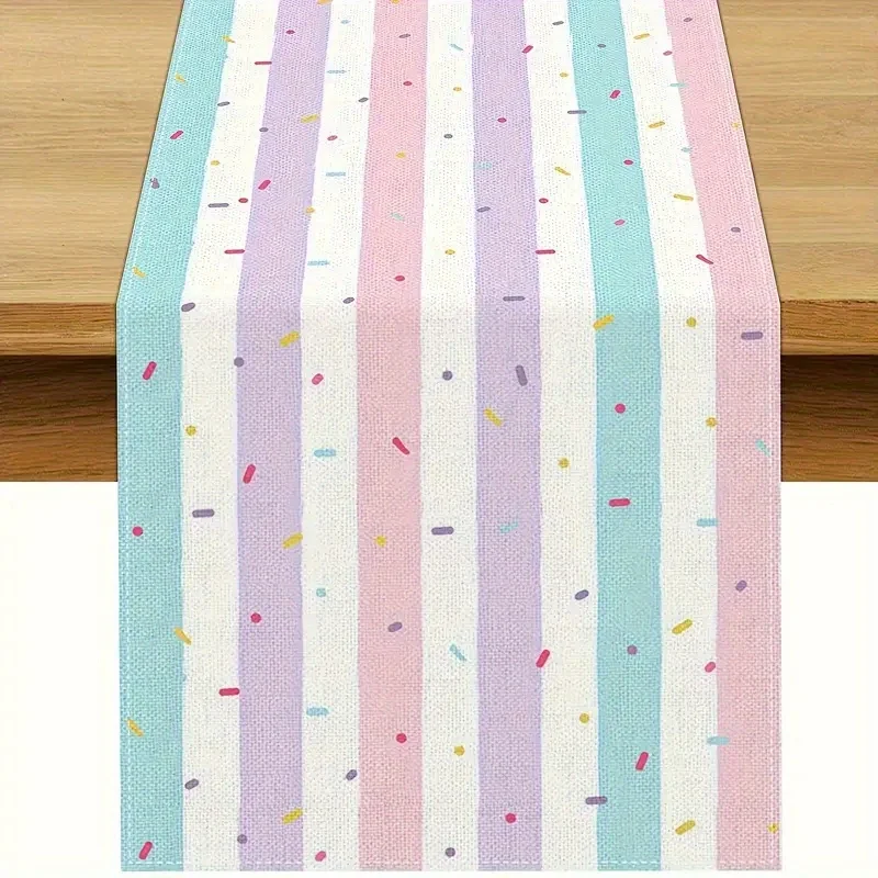 Ice Cream Theme Table Runner - Kids Birthday Baby Shower Dessert Table Party Decor Rectangular