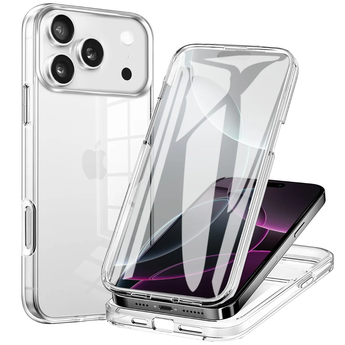Transparente, inklusive Schutzhülle für iPhone 17 Air 16E 16 15 Plus 14 Pro Max 13 12 Mini XS X XR, stoßfeste Hartschale