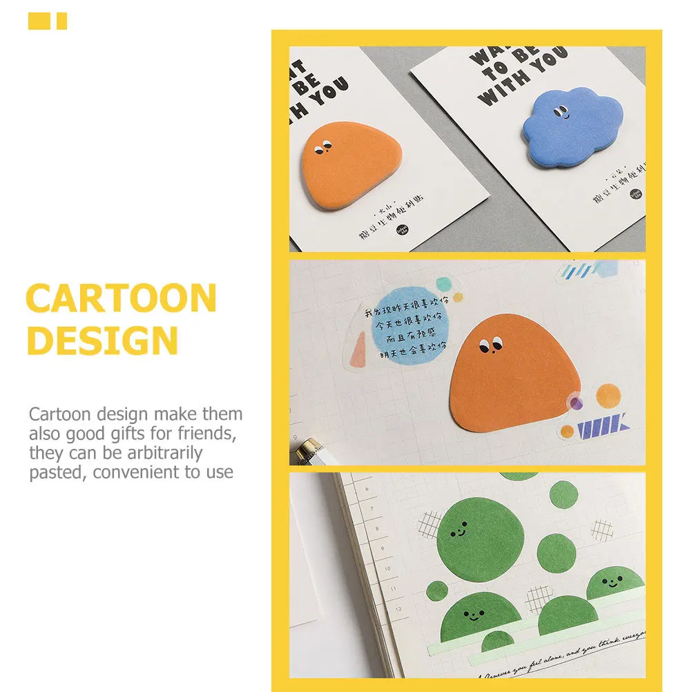 

6 Bags Cartoon Adhesive Memo Notes Shaped Sticky Message Pads Lovely Memo Stickers for School Office Reminder Labels