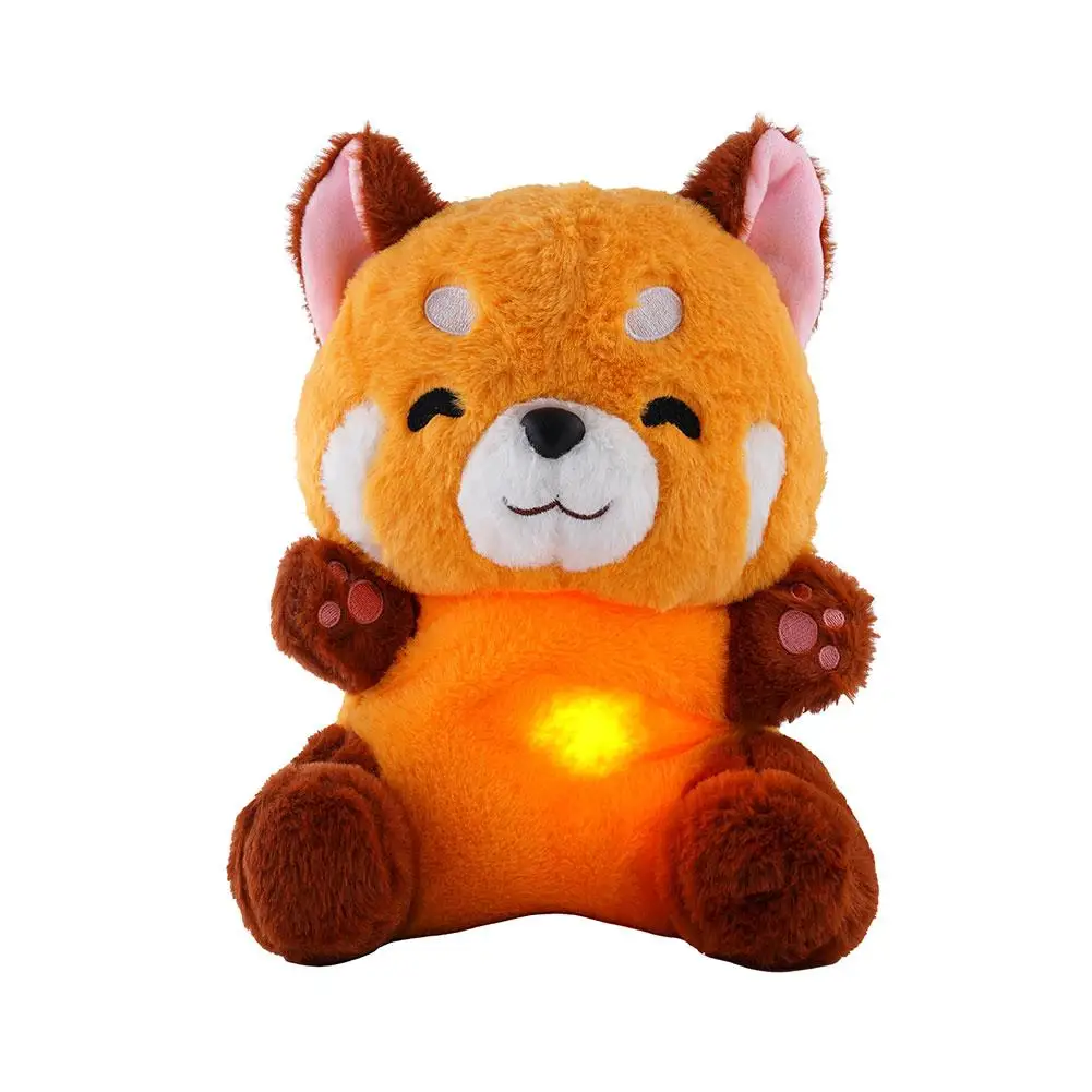 Cartoon Music Baby Red Panda Animals Doll Electric With Gifts Plush Baby Music Modes Sleep Breathing Comfort 4 Lights & Toy C5X5