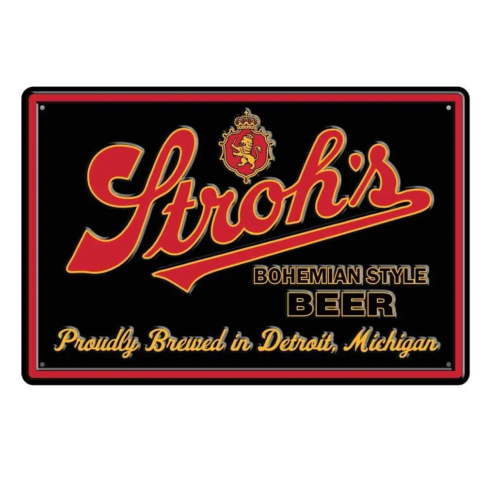 Stroh's Bohemian Beer Vintage Logo Aluminium Metal Sign (12