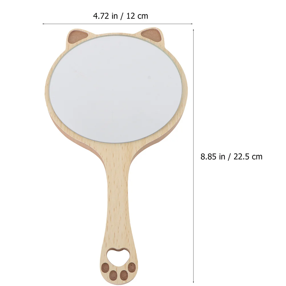 Espejos de viaje de mano con diseño de orejas de gato, mango de madera, alta calidad, creativo, resistente al desgaste, duradero, 2 uds.