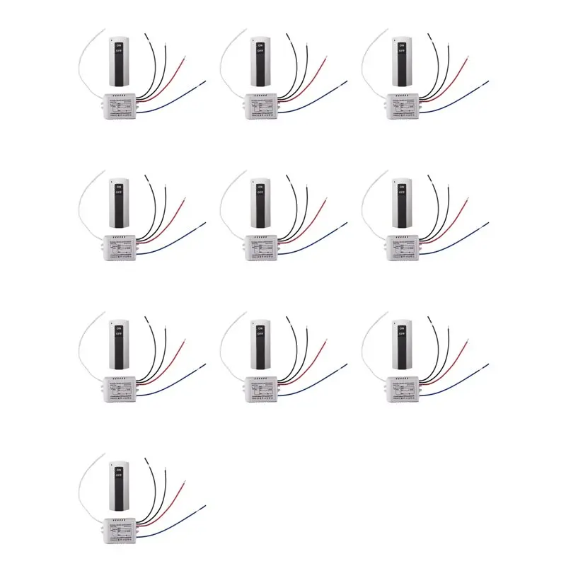 

【ПРАЗДНИЧНАЯ РАСПРОДАЖА】10 шт. беспроводных цифровых выключателей с дистанционным управлением 220 В (1-клавишный, вкл/выкл) для ламп и светильников HT035