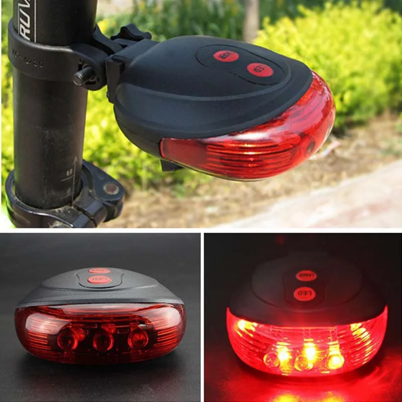 Luz trasera LED para bicicleta 5 LED + 2 láser noche MTB bicicleta de montaña luz trasera seguridad impermeable ciclismo advertencia Flash lámpara BC0046