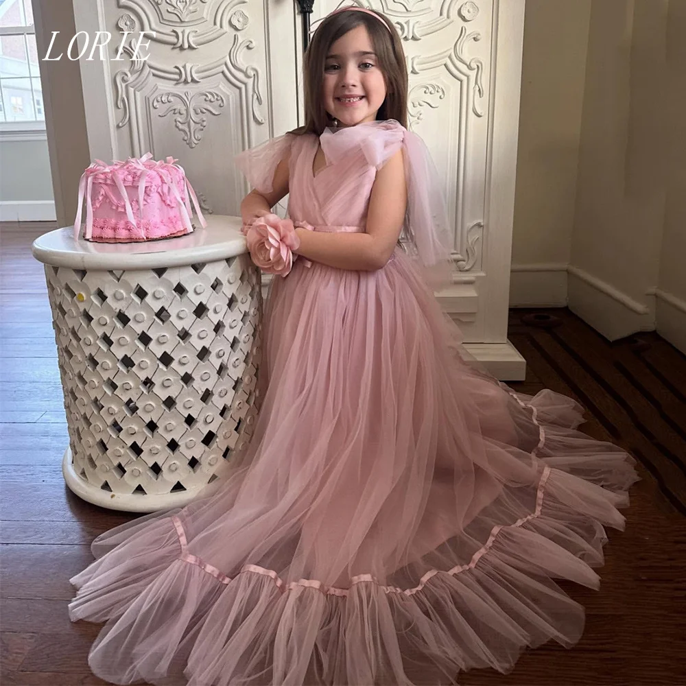 

LORIE Sweet Girl Dresses Luxury Little Girl Dress Bow Princess Dress V Neck Baby Girl Dresses Customized 2026