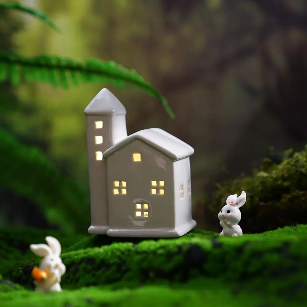 Creative Christmas LED Light-emitting Ceramic Handmade House Pendant Hollow Christmas Scene Window Ornament Christmas Gift