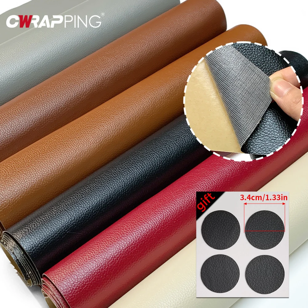 Filme de Reparo de Couro PU para Móveis, Adesivo de Couro Autoadesivo, Decorações DIY para Ambientes, Filme Impermeável para Carros, Cobertura de Vinil para Casa e Jardim