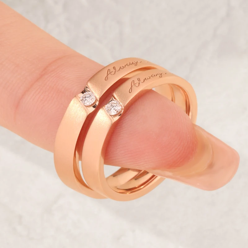 

18K 14K 9K PT950 Real Gold Engagement Ring Sets for Couple, Rose Gold Diamond Wedding Bands His Hers, Customizable Engraved