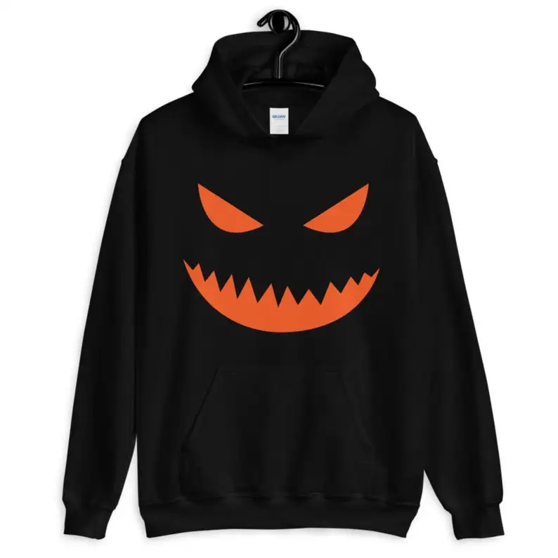 Matching Halloween Couple Jack O Lantern Pumpkin Hoodie His and Hers Jumper Pumpkin Face Creative Woman Man Warm Outerwear