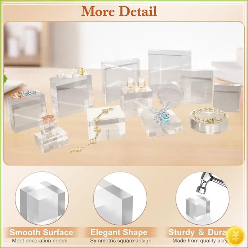 4 قطع كتل أكريليك للعرض 2X2X1 بوصة مربع الناهض عرض تقف الكأس للمجوهرات الكأس