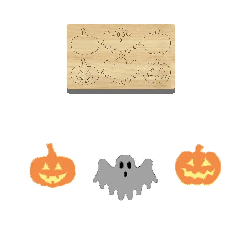 

Wooden Cutting Die for Halloween Ghosts and Pumpkins, Suitable for Most Machines, BY26