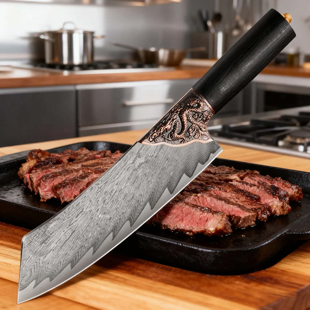 

8-дюймовый нож Кирицуке, 67 слоев дамасской стали, лезвие 9Cr18CoMov, деревянная ручка, нож шеф-повара, нож для нарезки мяса, овощей, кухонный нож