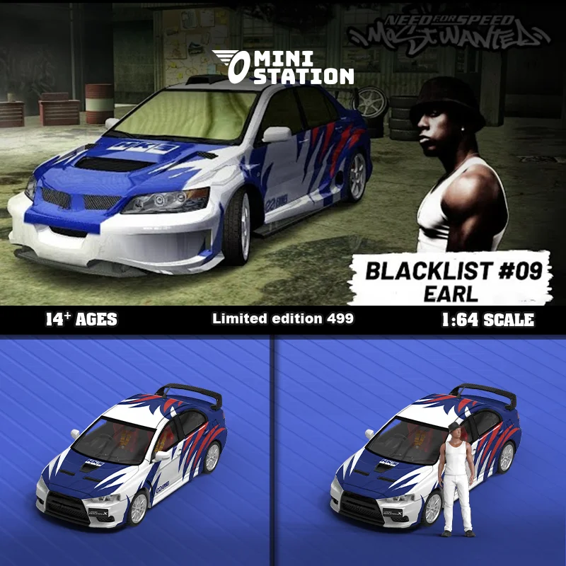 Mini Station 1:64 Need for Speed Black List NO.9 Blue white / NO.14 yellow Diecast Model Car