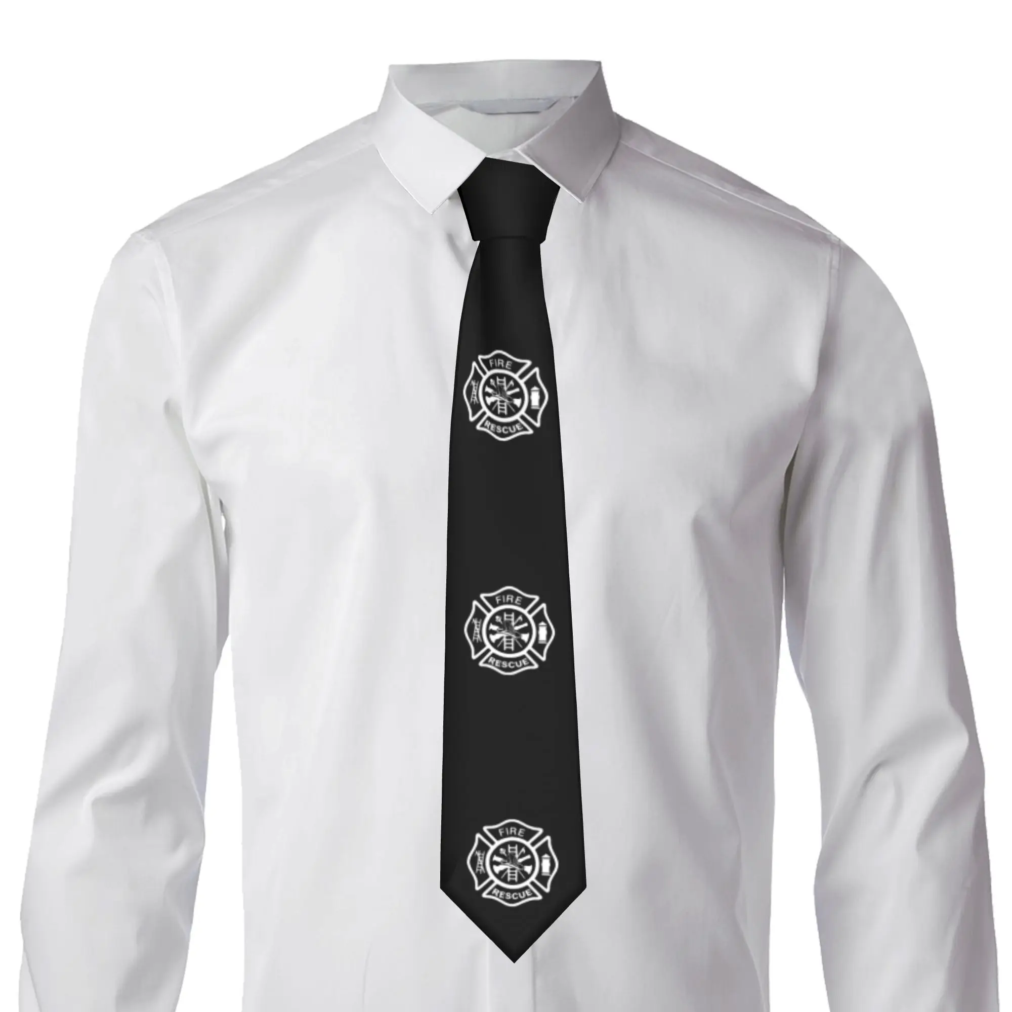 Fire Rescue Firefighter Neck Ties for Men Classic  Silk Business Neckties