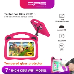 Tableta con patrón de tigre Android para niños, 7 pulgadas, 3000mah, 16GB, cuatro núcleos, Android 10, funda protectora anticaída