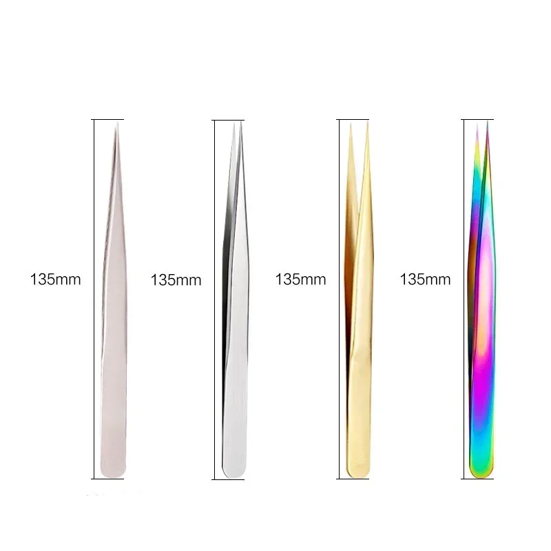 แหนบคิ้วสแตนเลสป้องกันไฟฟ้าสถิตสําหรับการต่อขนตา, การตกแต่งทอง, มืออาชีพ