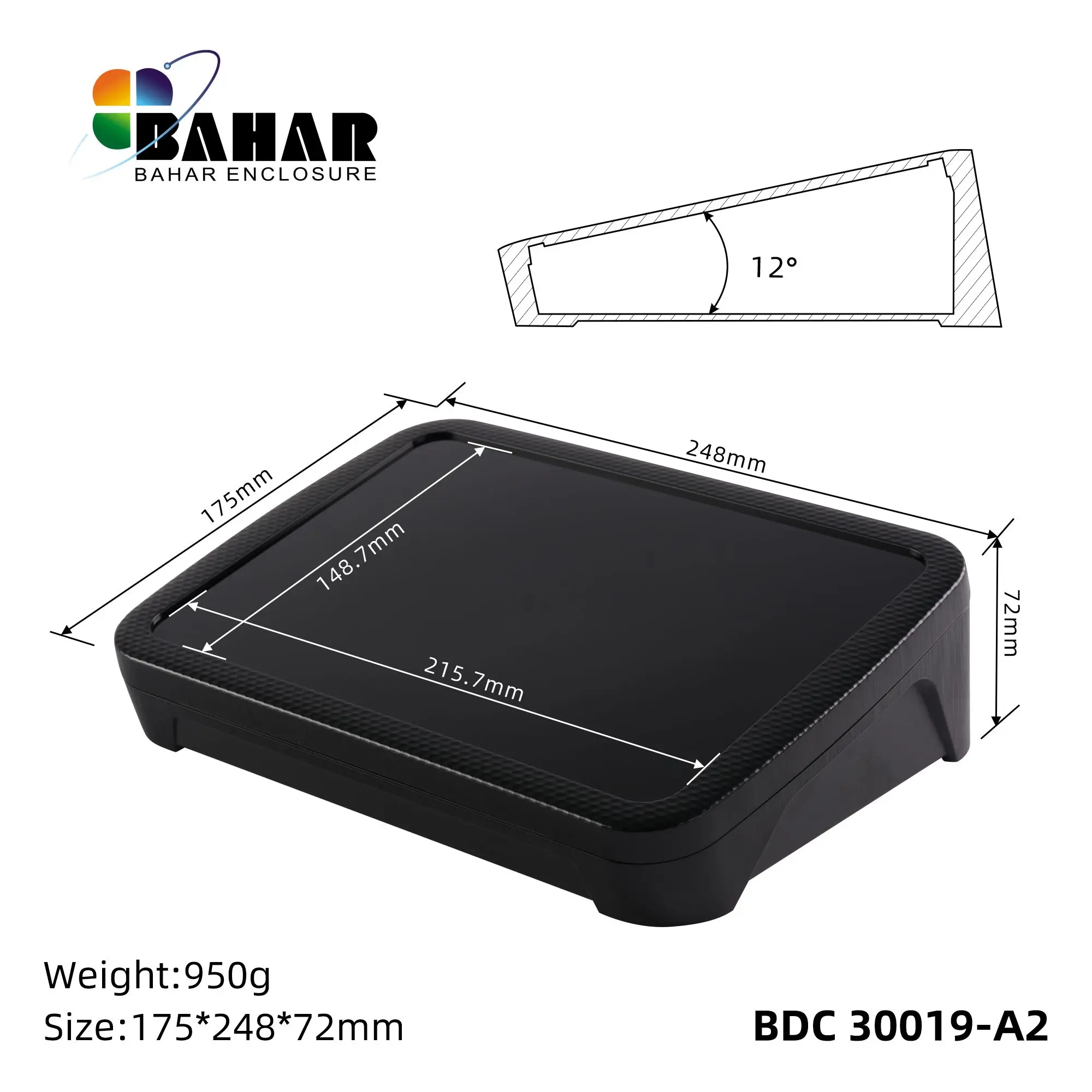 Bahar Enclosure ABS Plastic Housing Desk-top shell Wire Junction Box Instrument Case MODEL BDC 30019