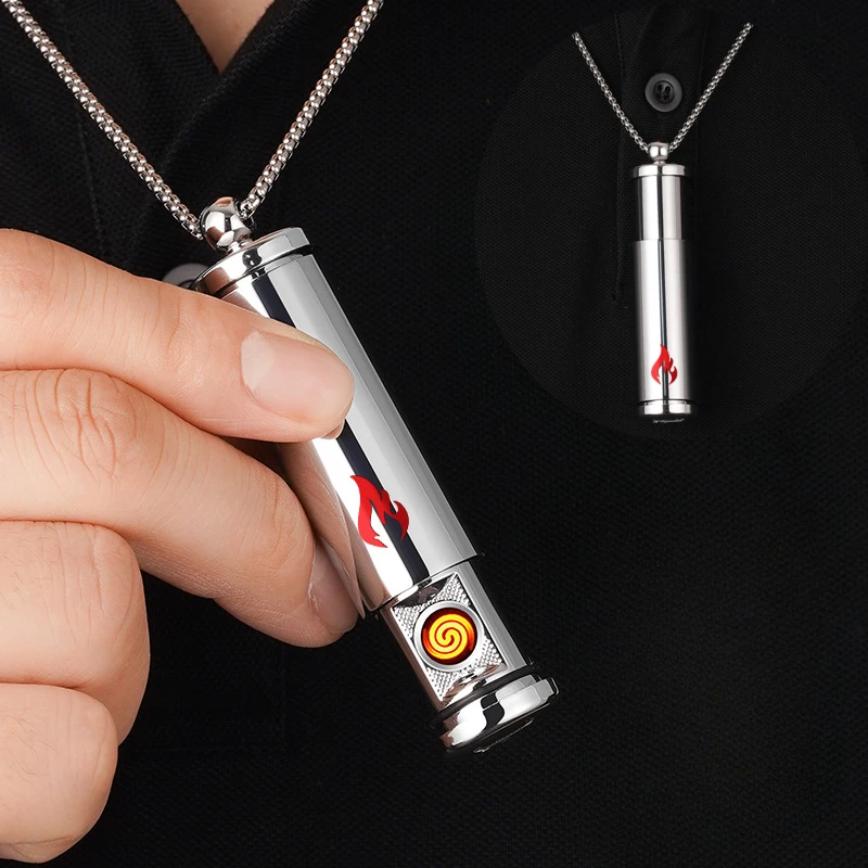 

Metal Intelligent 4 Ignition Methods USB Charging Lighter Windproof Voice Control Tungsten Necklace Lighter Exquisite Gift