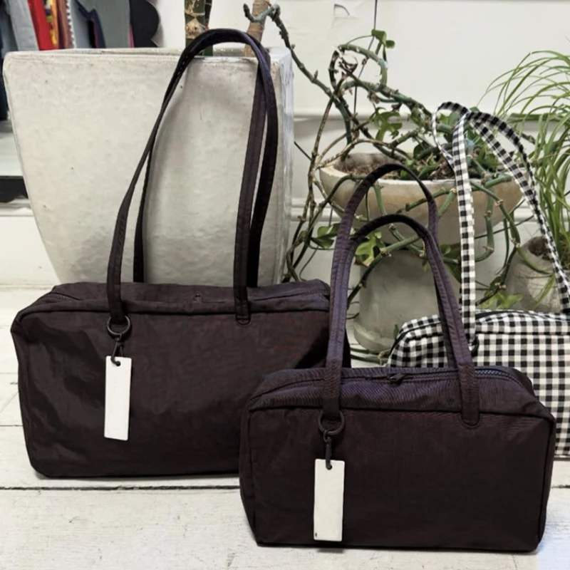 

Eco-friendly Recycled Nylon Plaid Tote, Large Capacity Lightweight Shoulder Bag For Women, Casual Daily Commuter Travel Handbag